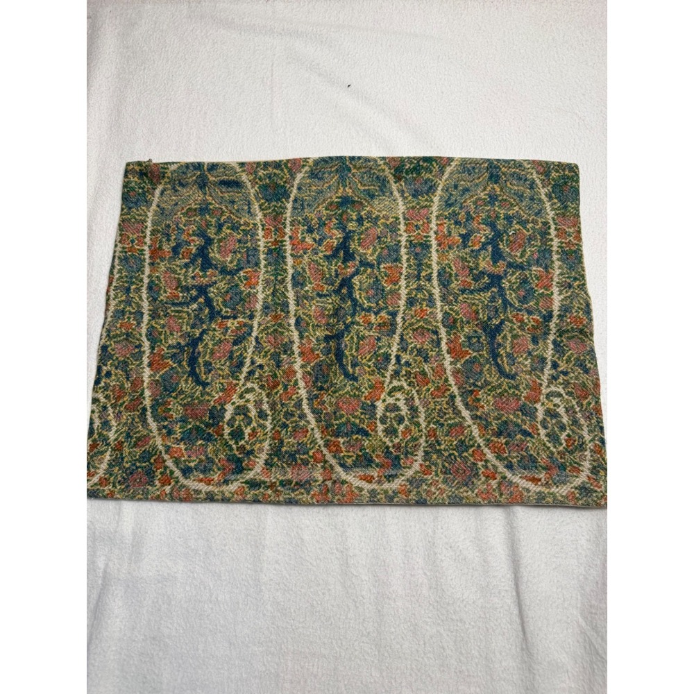 Pottery Barn Accent Pillow Cover 14x19 Multicolor Paisley Linen Cotton Tapestry